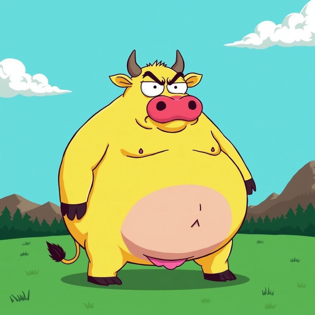 Angry Cow in South Park Style