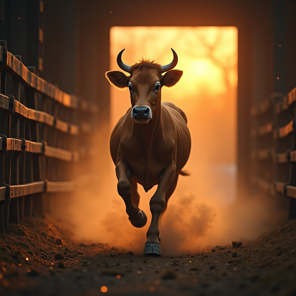 Majestic Calf Sprinting: Fantasy Concept Art in 8K