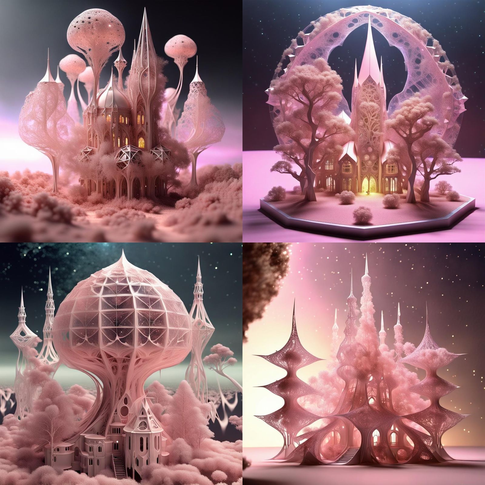 Opalescent Alien Cathedral in Fractal Nebula