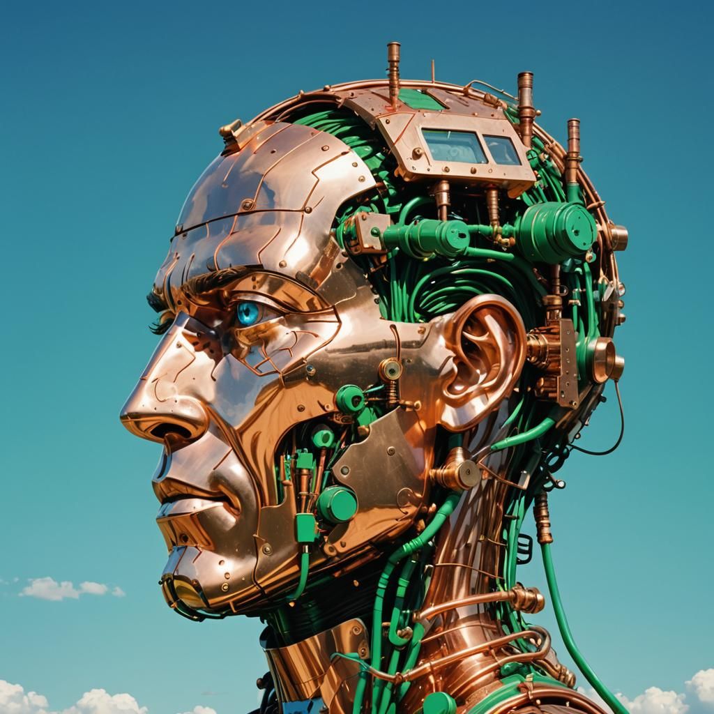 Cyborg Portrait in Steampunk Style