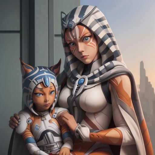Ahsoka as Mother in Anime Style