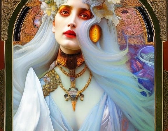 Surreal Chicken Monster in Art Nouveau Style