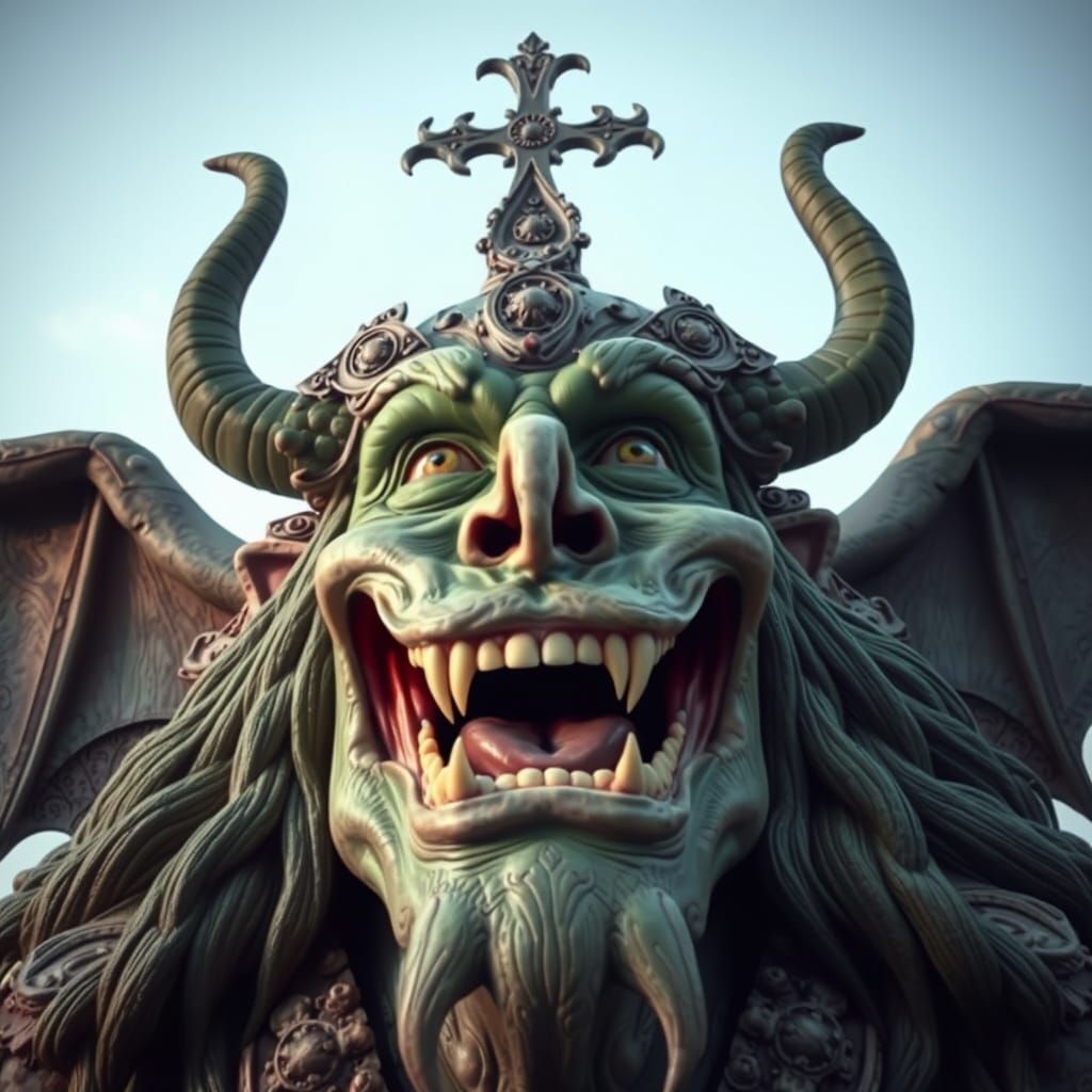 Surreal Pantheon Figure Emerges from Verdant Vines