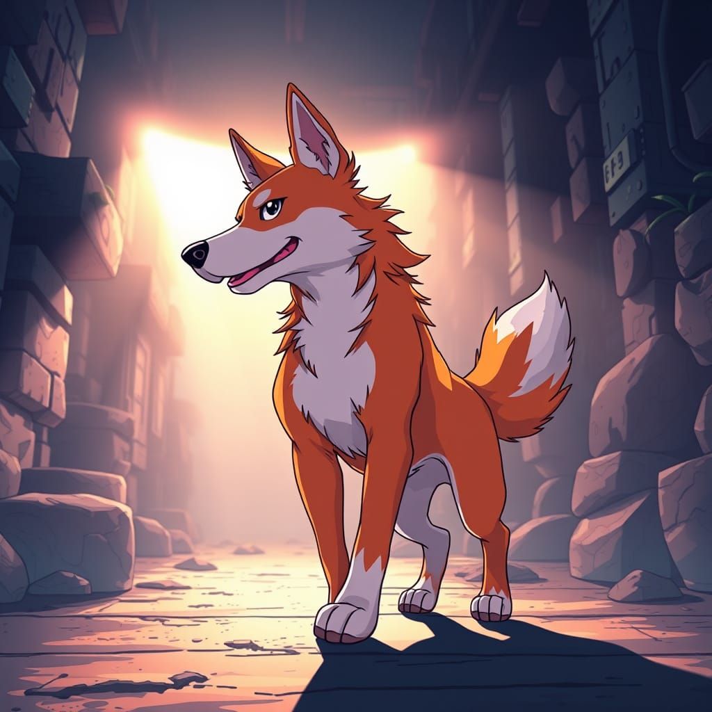 Energetic Dog in Manga Scan Style