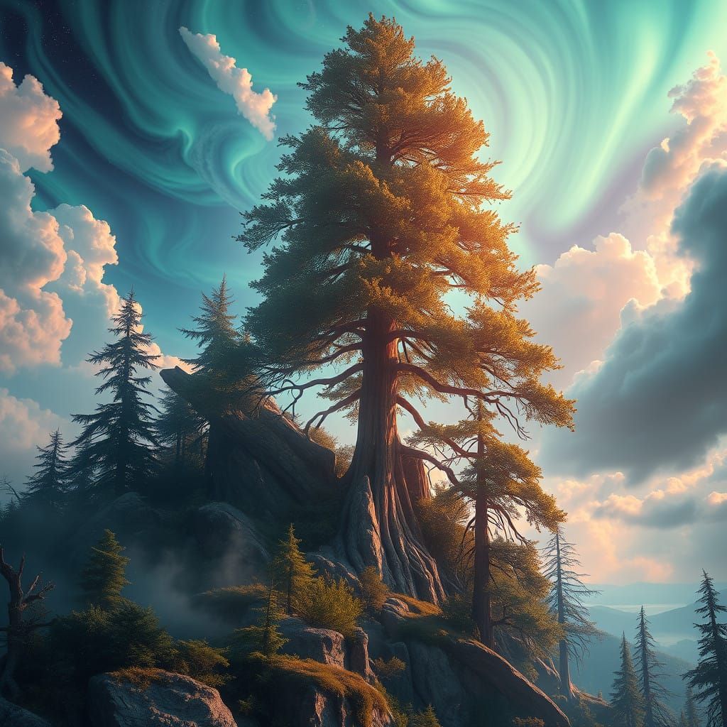 Ethereal Digital Landscape in Maximalist Style