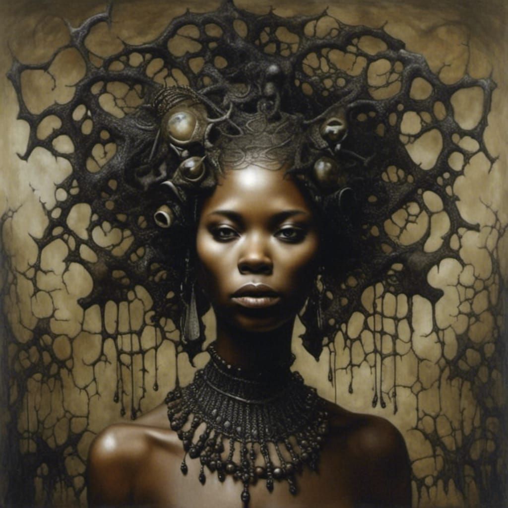 Dark Surrealism: Beautiful African American Woman Portrait