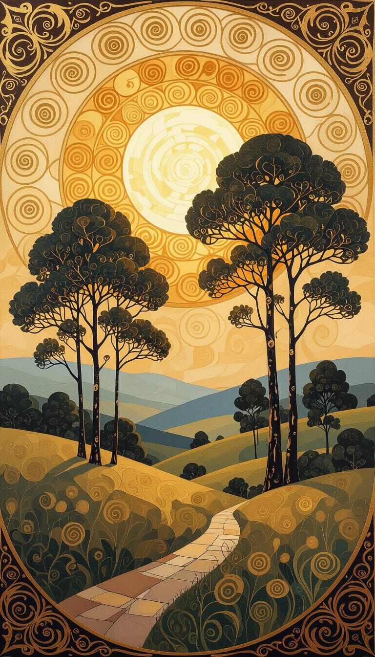 Majestic Trees at Sunset: Alla Prima Oil Painting