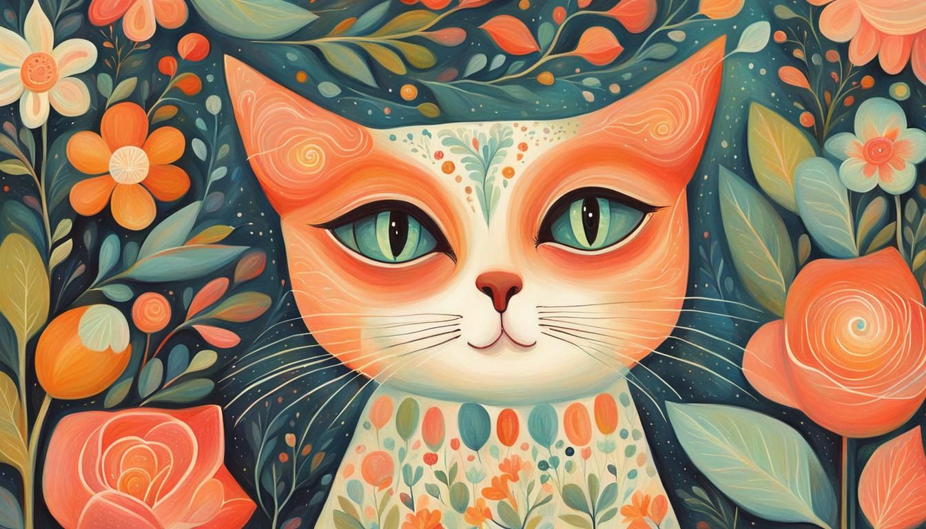 Gorgeous Cat in Whimsical Vintage Style