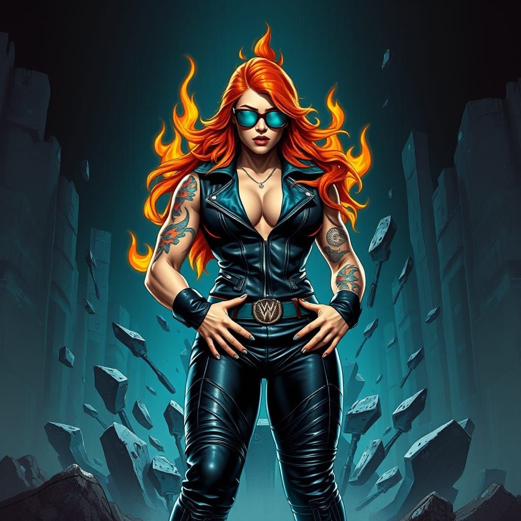 Fiery Wrestler Bursts Forth: A Dystopian Vision