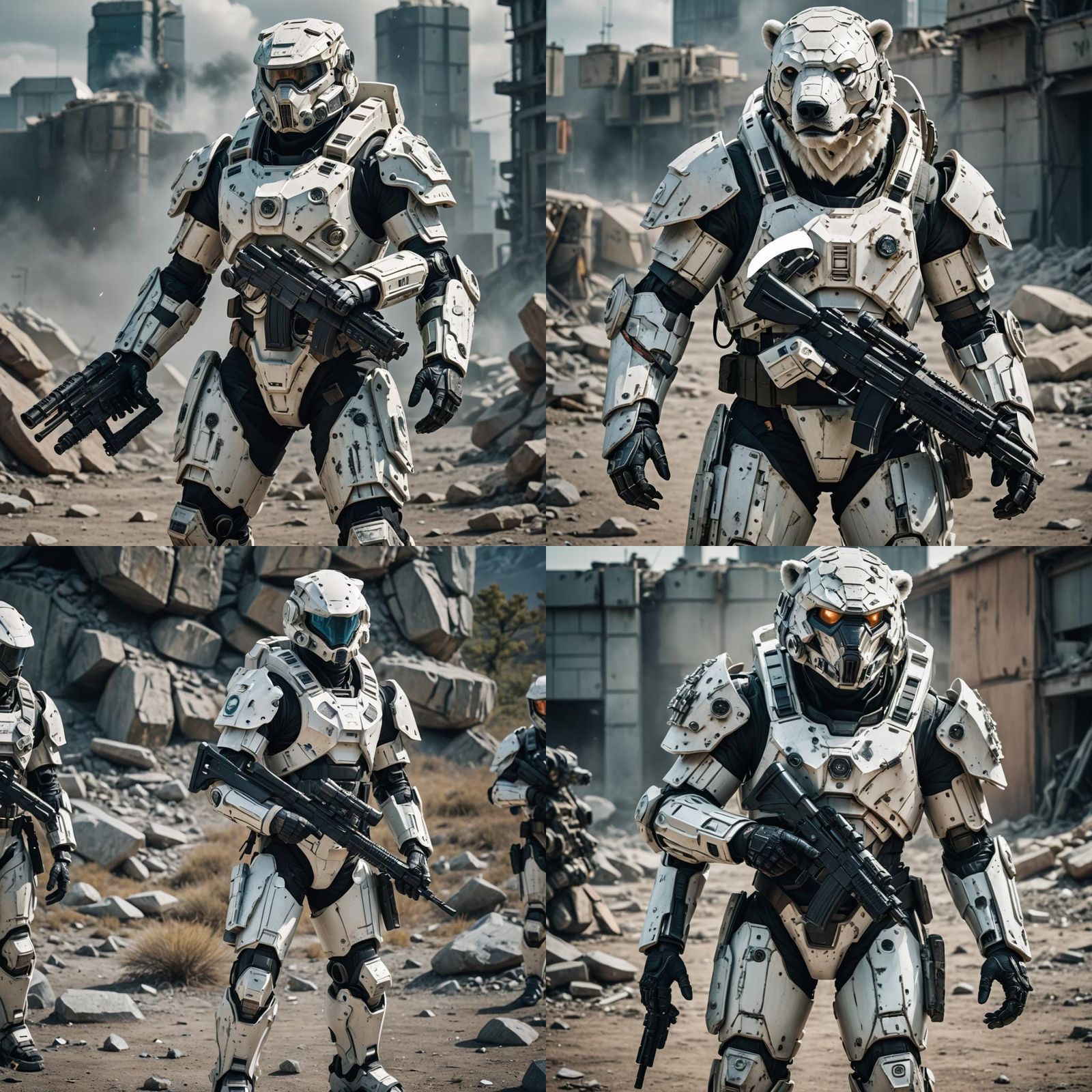 Futuristic Polar Bear Soldier in Battle Armor