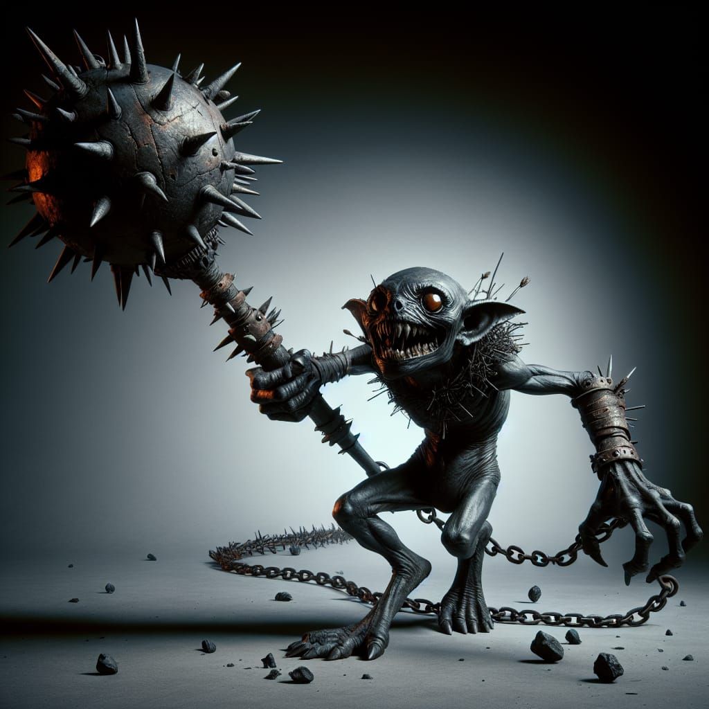 Wild Goblin Wielding Spiked Iron Flail