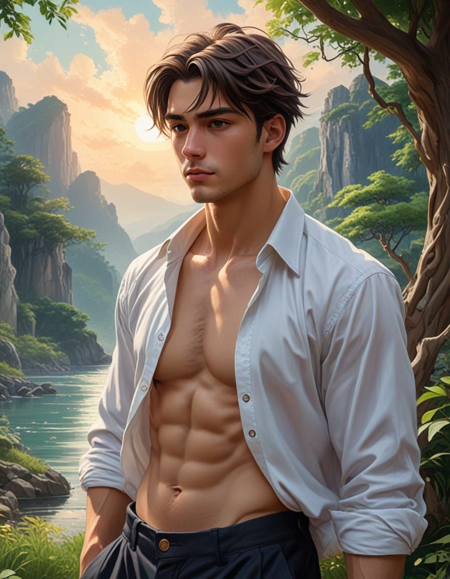 Dreamy Anime Warrior in Ethereal Oil Painting