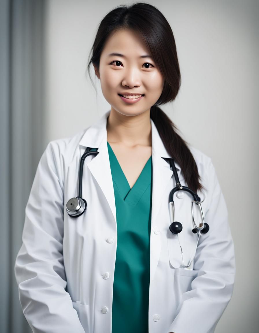 Asian Female Doctor in White Coat