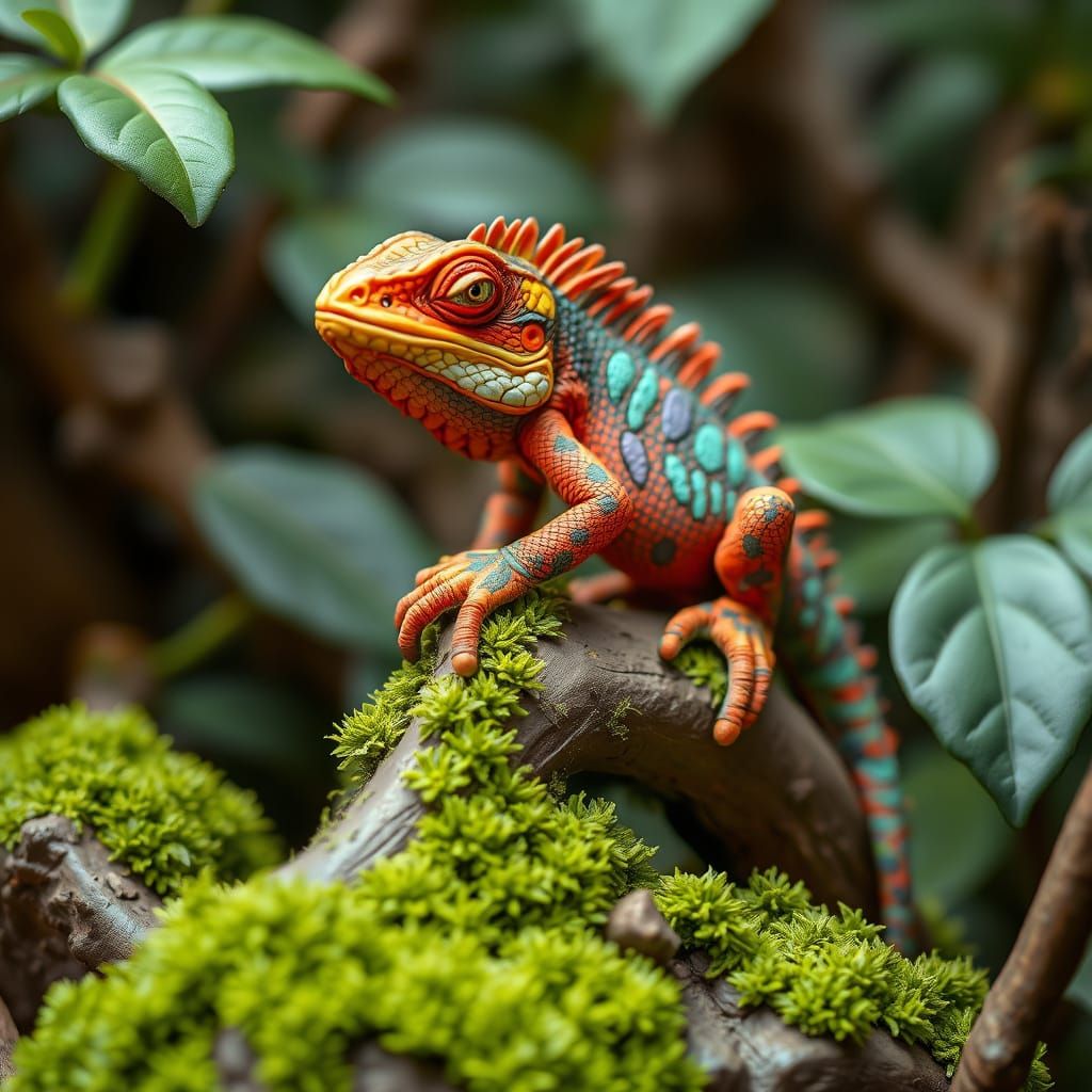 Detailed Clay Iguana in Clay Jungle