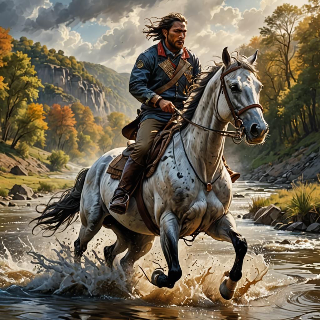 Brave Freedom Fighter on Horseback Splash Art