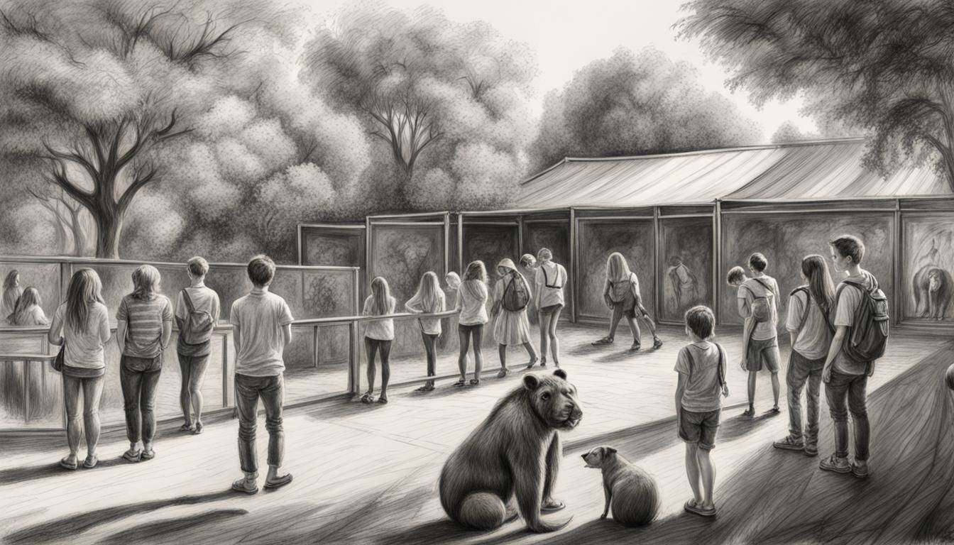 Students Visit Zoo: Hyperdetailed Charcoal Drawing