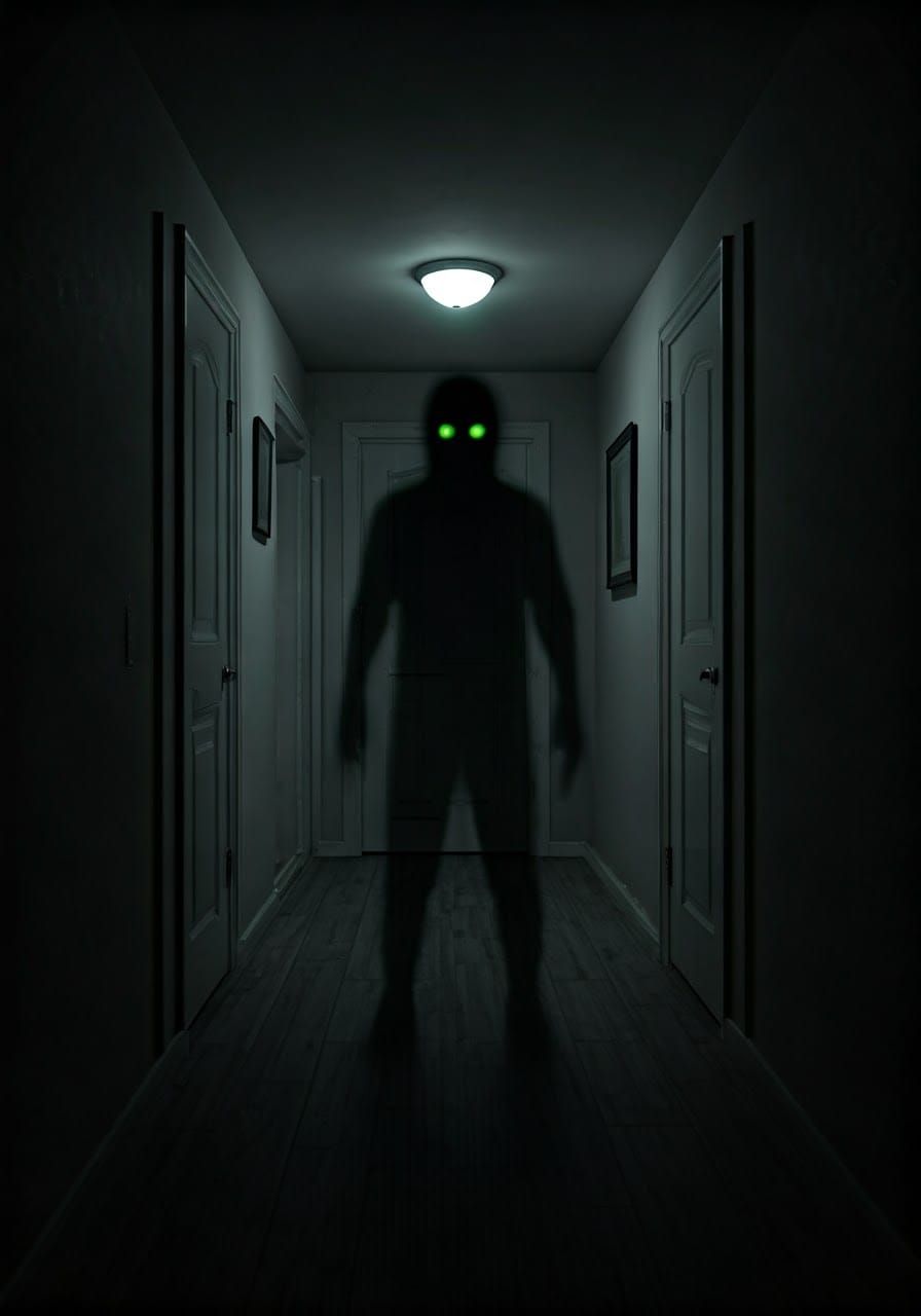 Ethereal Ghostly Figure in Creepy Grey Scale Surveillance