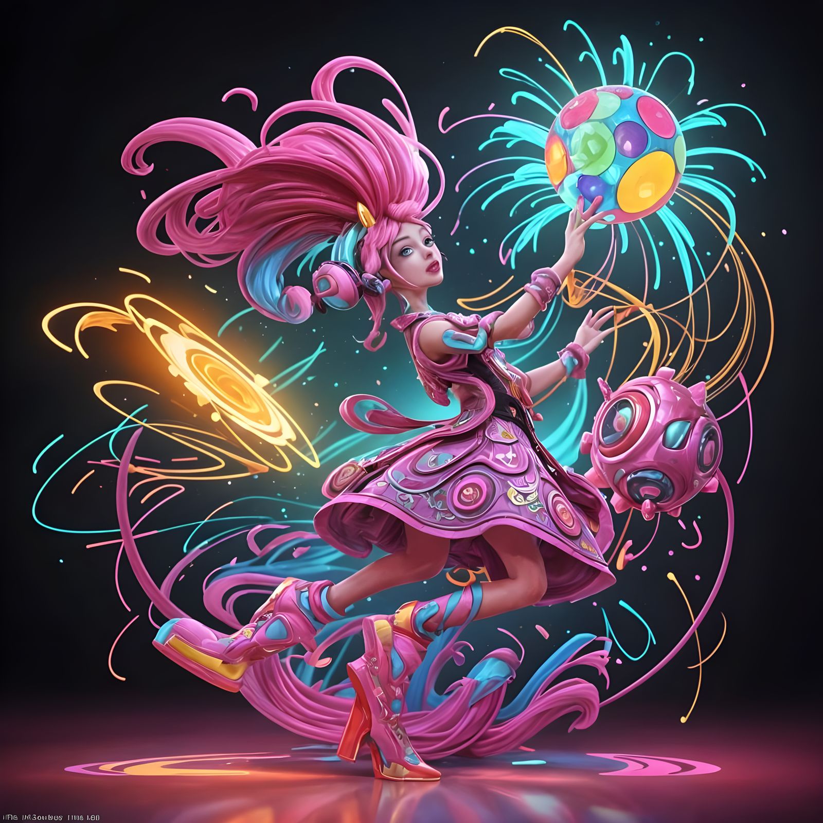 Glamorous Hippopotamus in a Vibrant Disco Microsystem