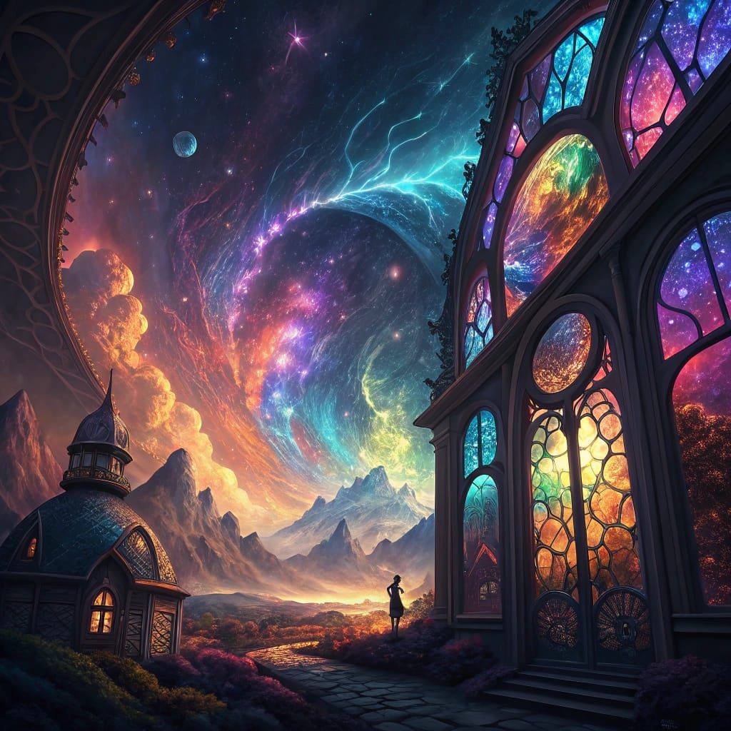 Ethereal Cosmic Dreamscape in Vibrant, Hyper-Realistic Style