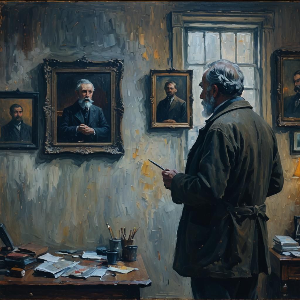 Impressionist Portrait in Warm Golden Oil Colors