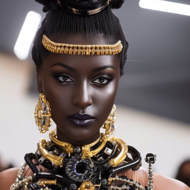 Baroque Robotic Woman with Cinematic Lighting