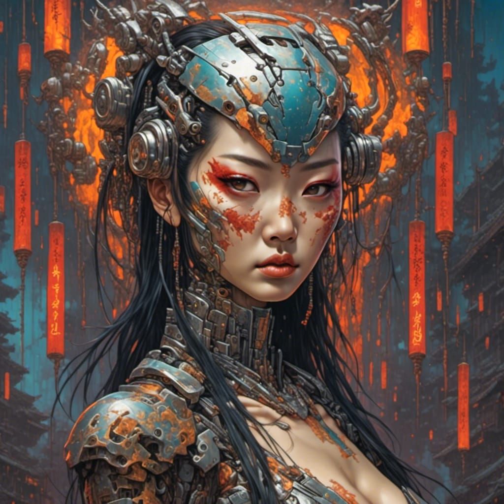 Asian Android Geisha Warrior Princess