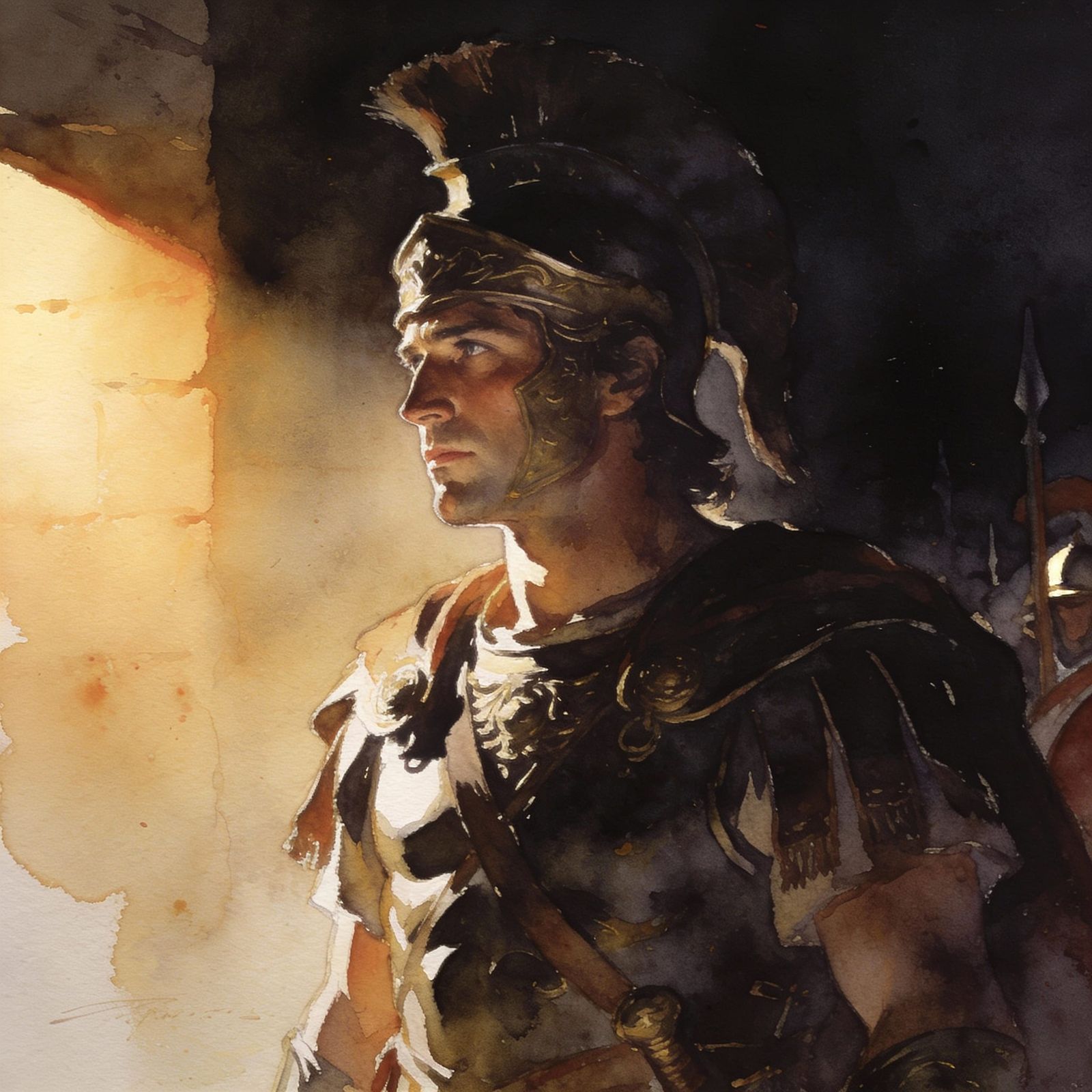 Hector of Troy Before Battle in Dramatic Light