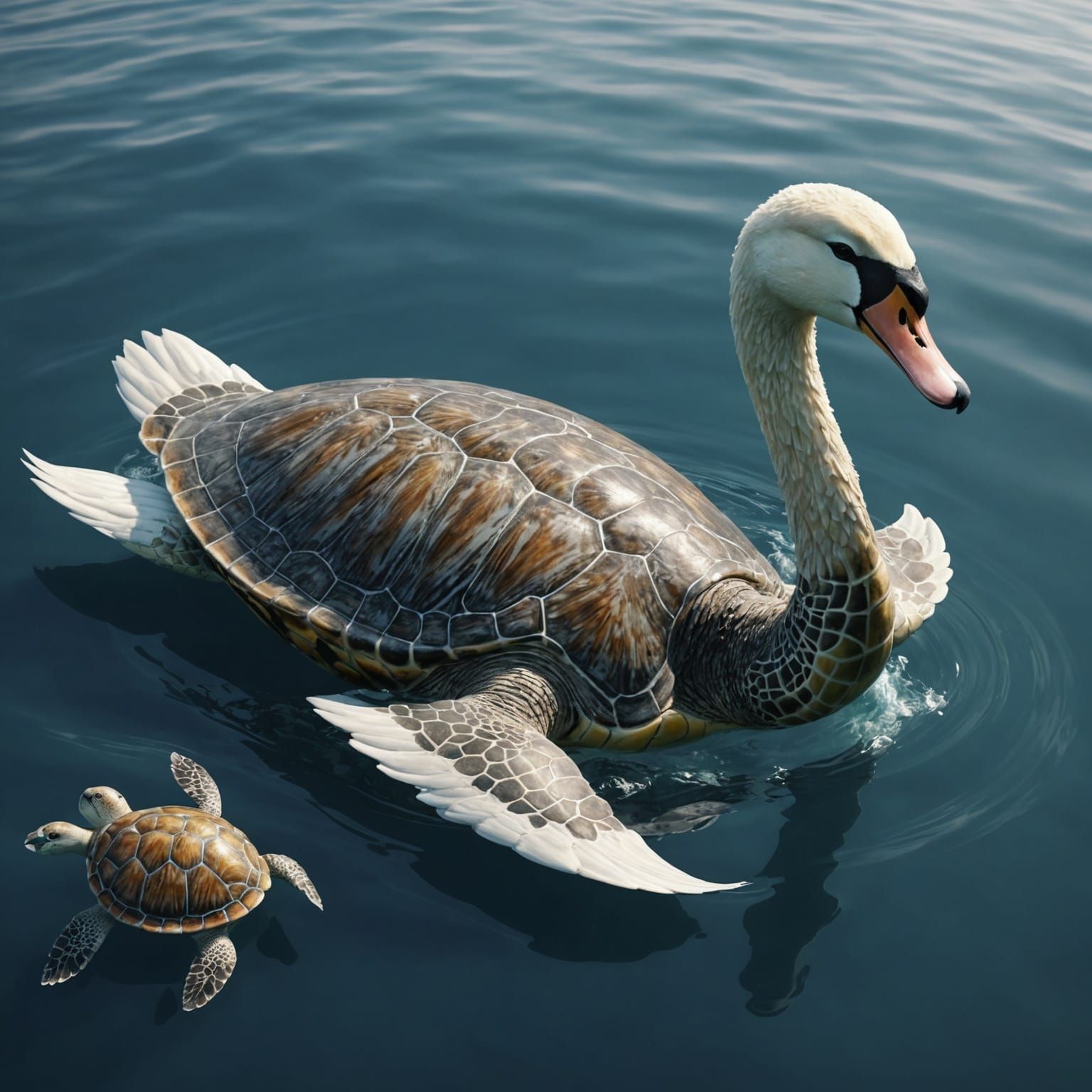 Swan Turtle Hybrid in Detailed 3D Rendering
