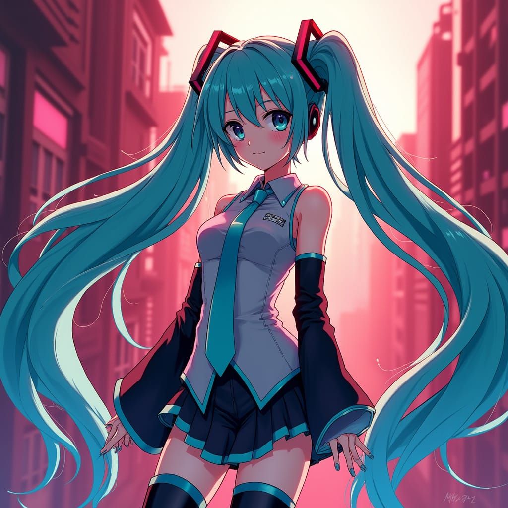 Anime Goddess Hatsune Miku in Vibrant Studio Trigger Style