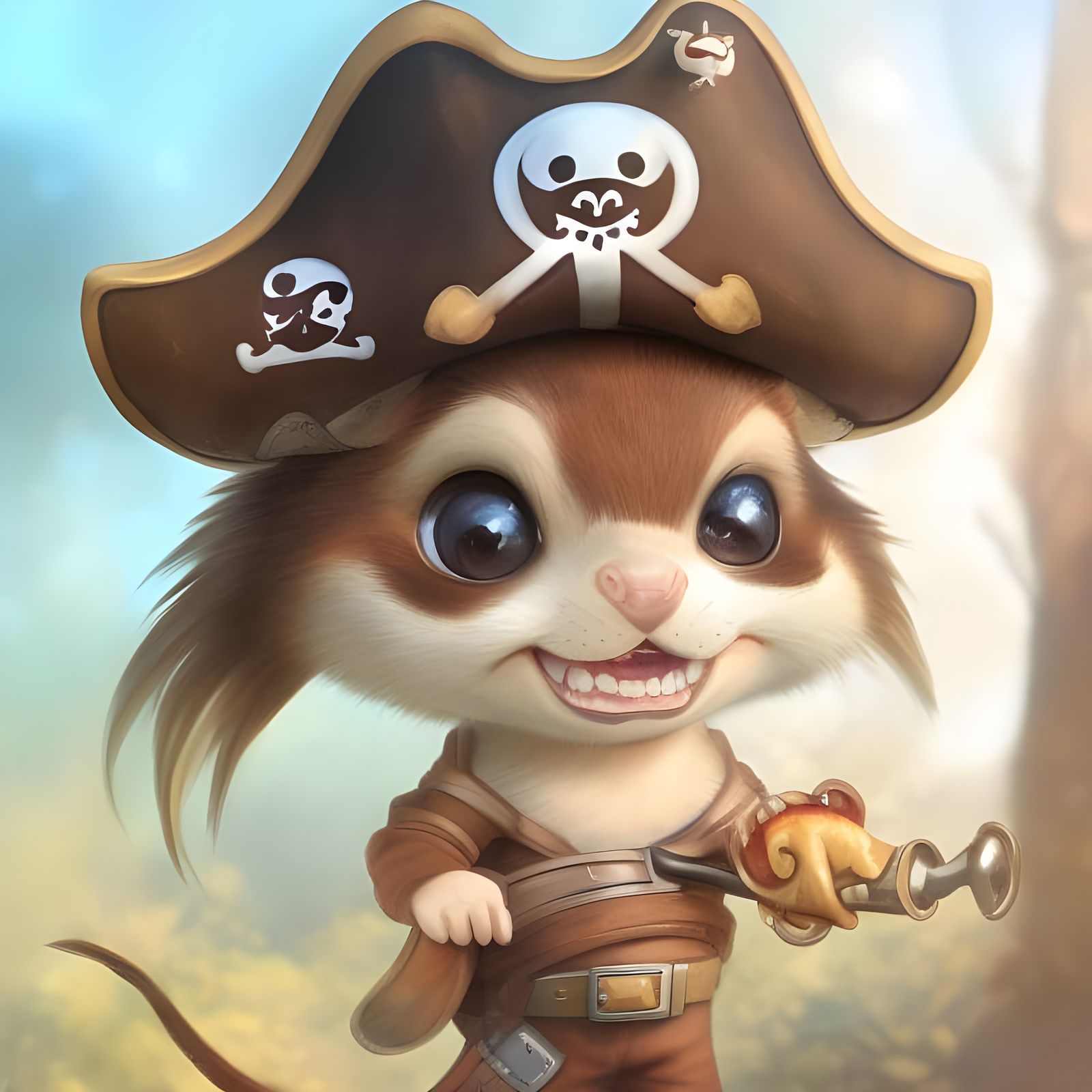 Cute Pirate Chipmunk in Digital Illustration Style