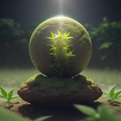 Small terra-citric orbs surrounding the weed, emitting light