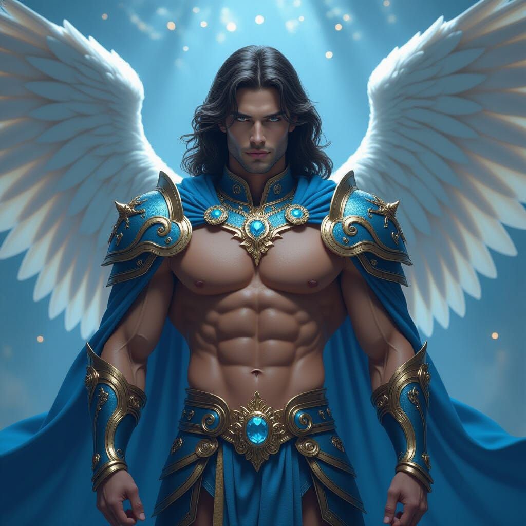 Muscular Angel Warrior in Celestial Armor