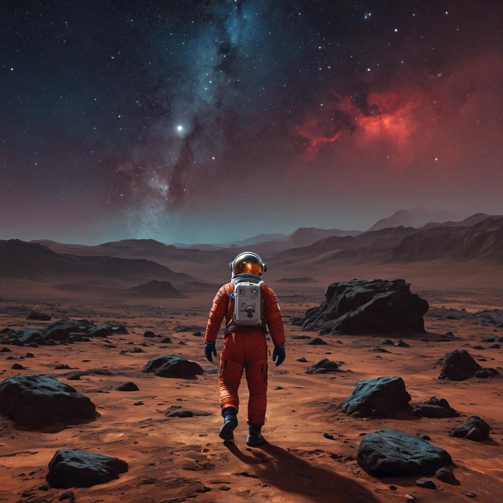 Astronaut on Mars in Rothko-esque Surrealism