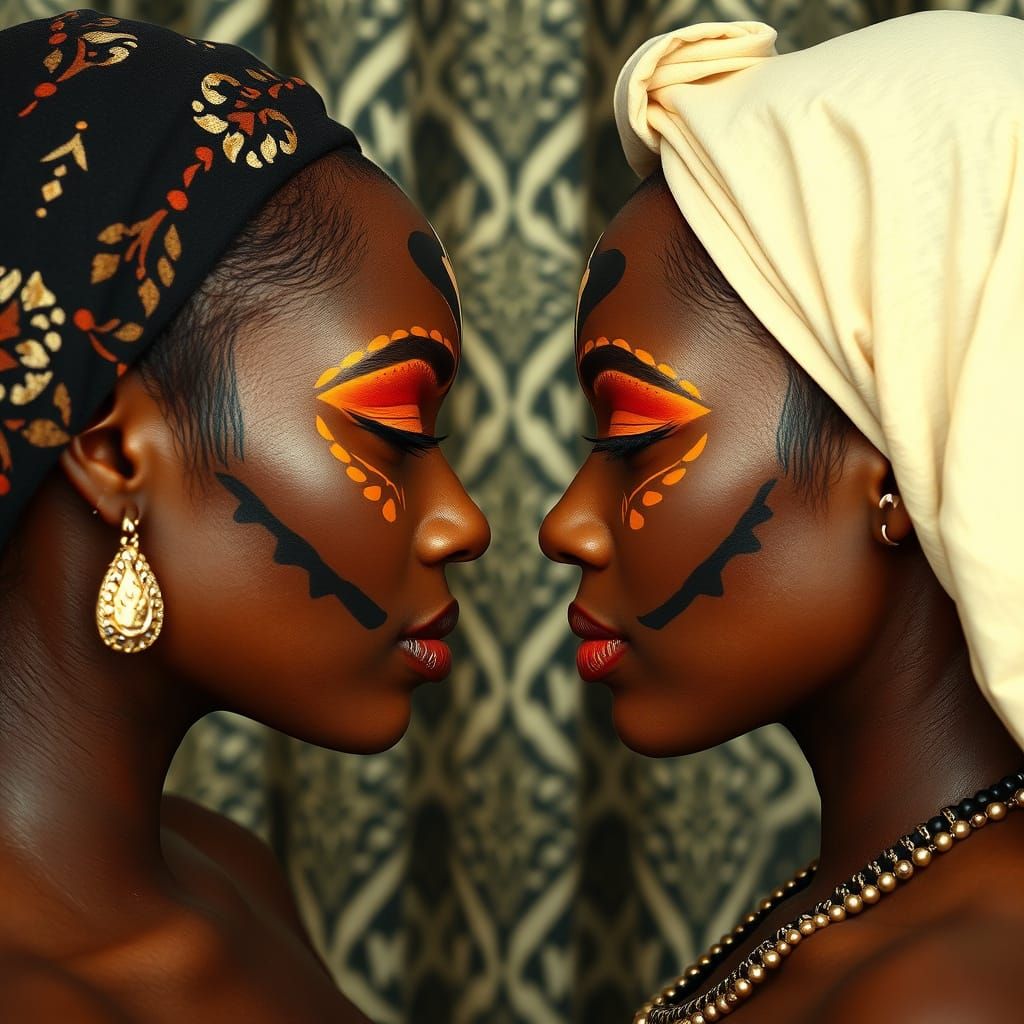 African Beauty Faces Off in Symmetrical Harmony