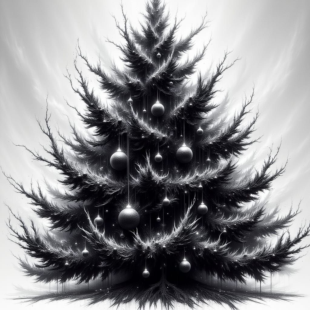 Epic Ink Christmas Tree with Splatter Paint Accents