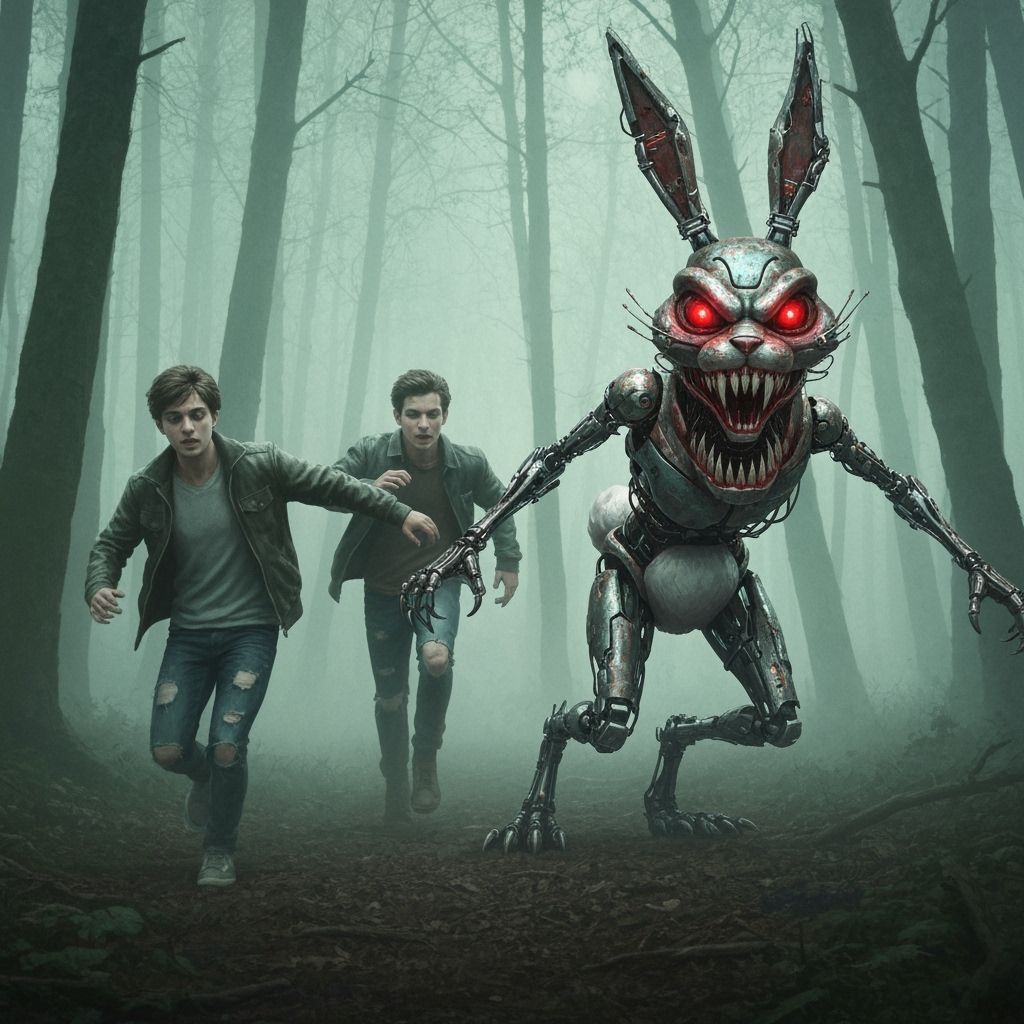 Cybernetic Bunny Hunts Teens in Misty Wood