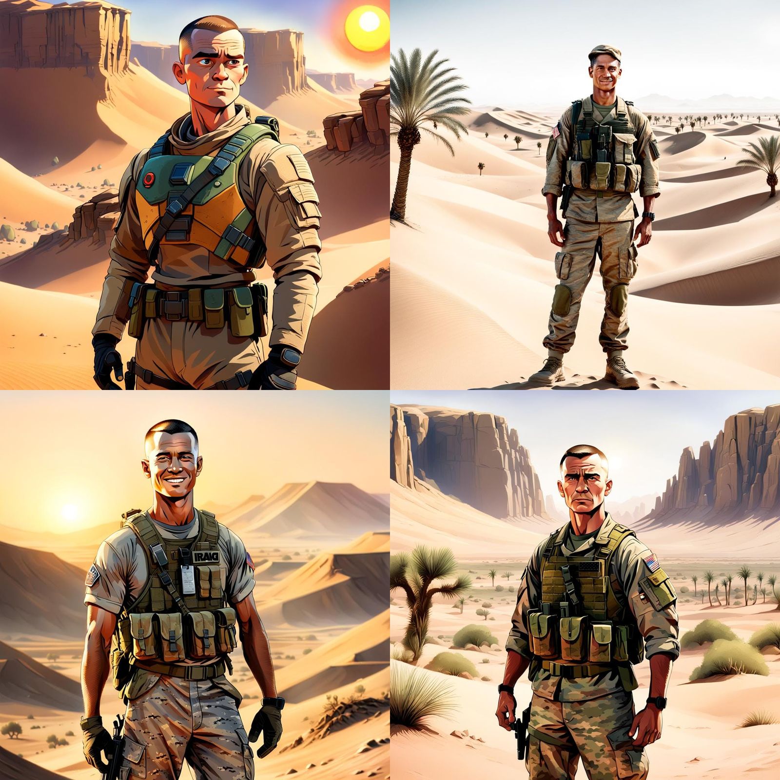 U.S. Soldier in Desert Landscape as 3D Art