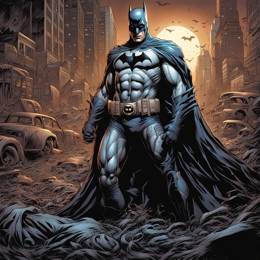 Dead Batman in Comic Book Art Style