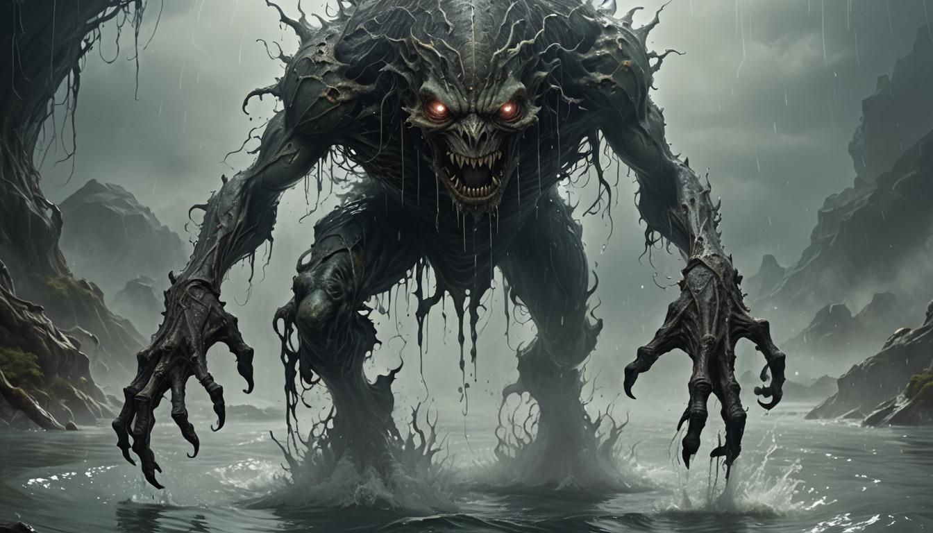 Ethereal Anime Horror Creature in Dark Fantasy Art