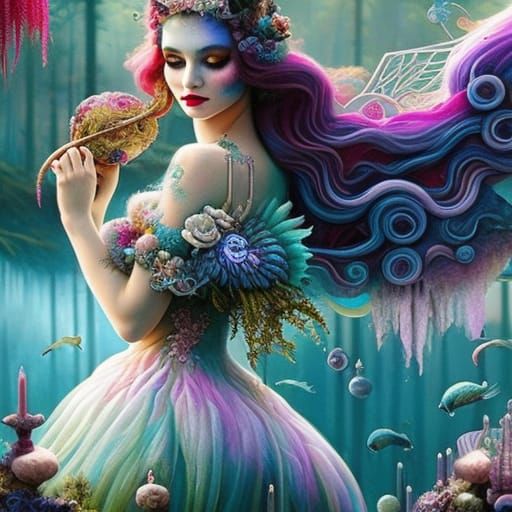 Mermaid Princess in Rococo Steampunk Style