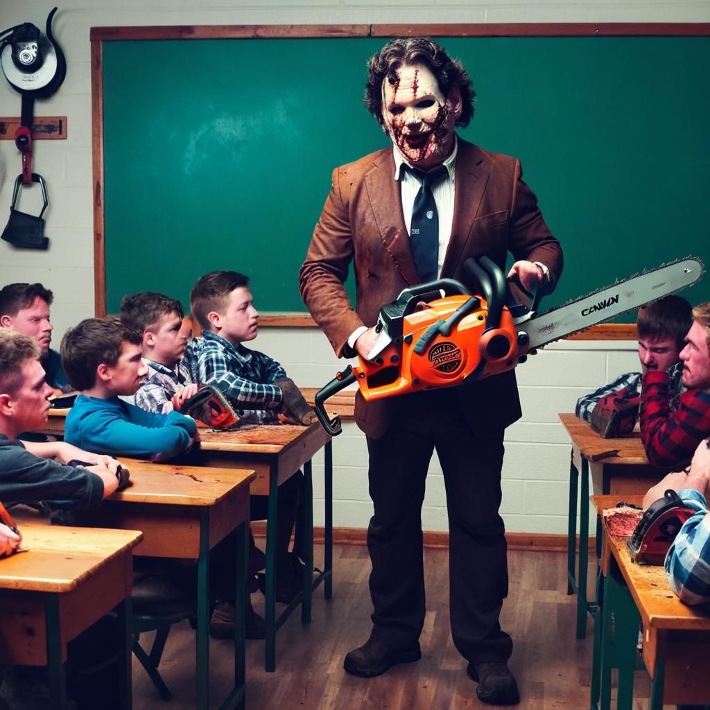 Leatherface Teaches Chainsaw Safety, Rutkowski Style
