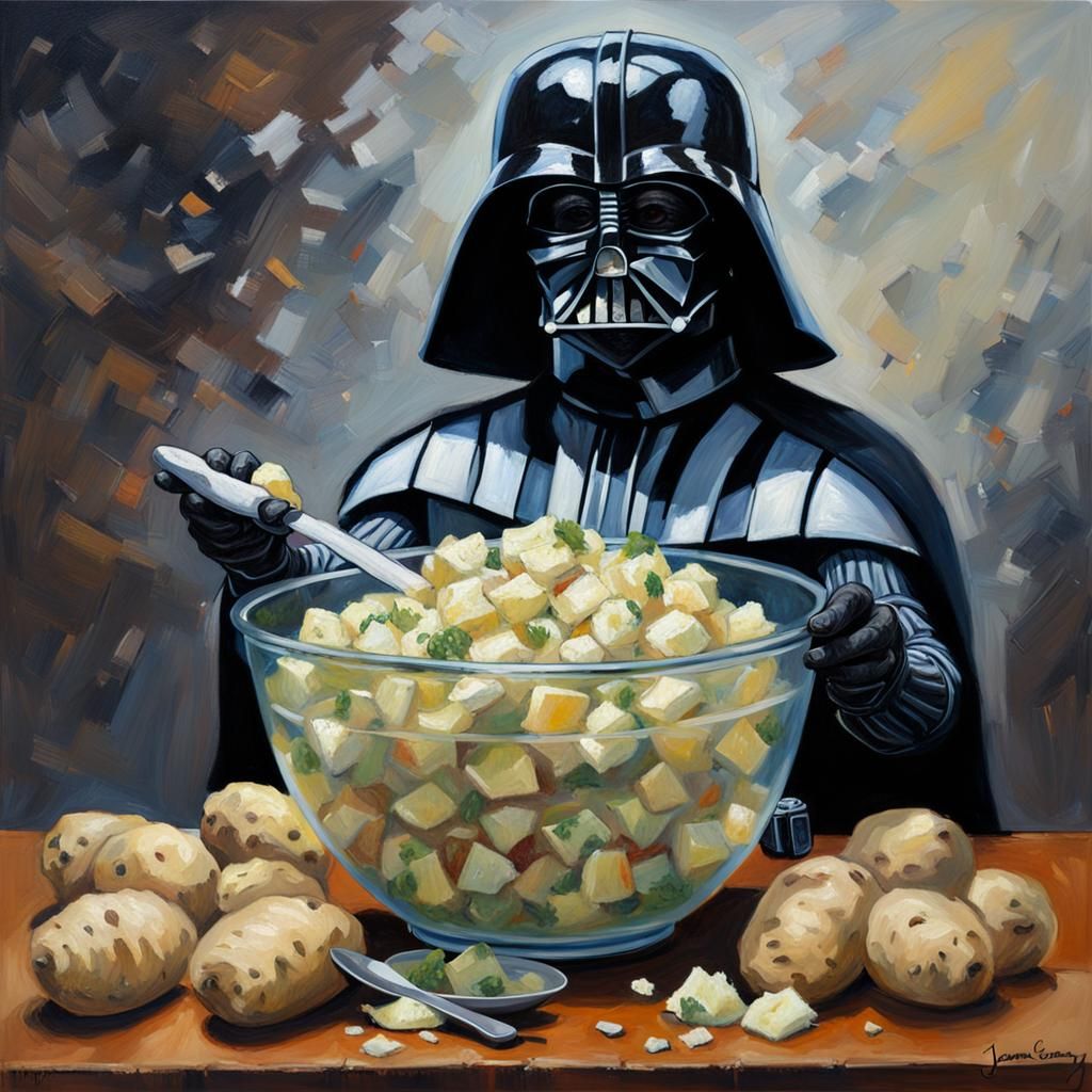 Darth Vader as Potato Salad Oil Painting
