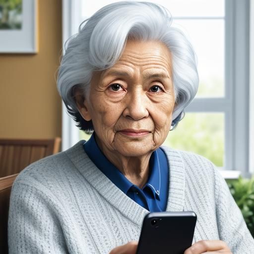 Safety First: Senior Citizen Smartphone Portrait in 8K