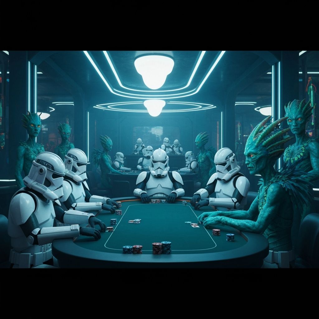 Clone Troopers Playing Poker in Futuristic Casino