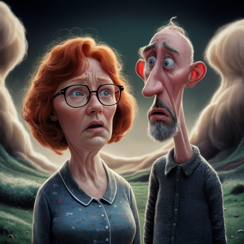 Middle-Aged Woman Contemplates with Confused Companion in Wh...