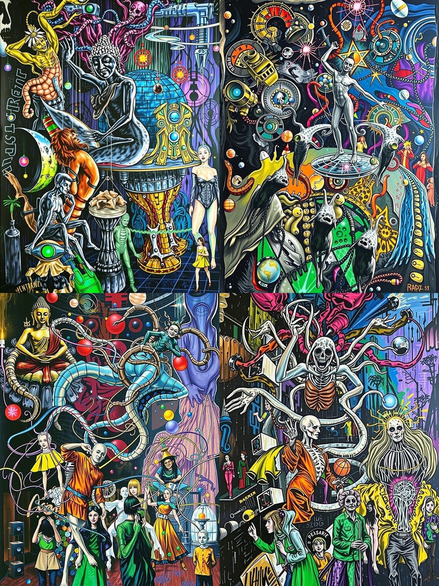 Surreal Dance Party at the Guggenheim: Color Pencil Sketch