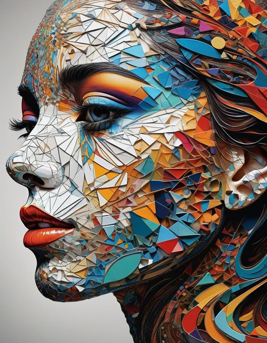 Abstract Face Profile in Vibrant Colors