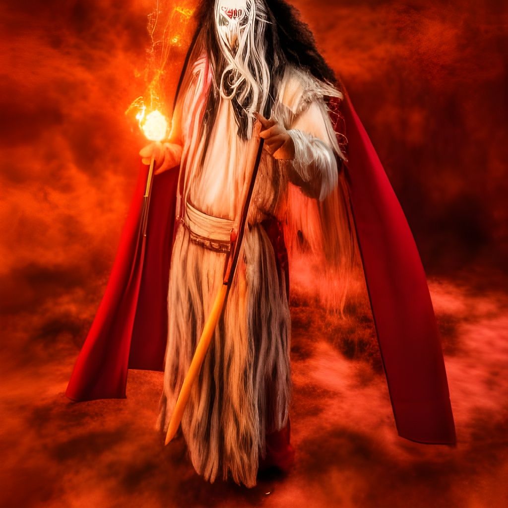 Powerful Wizard with Magical Scepter Portrait