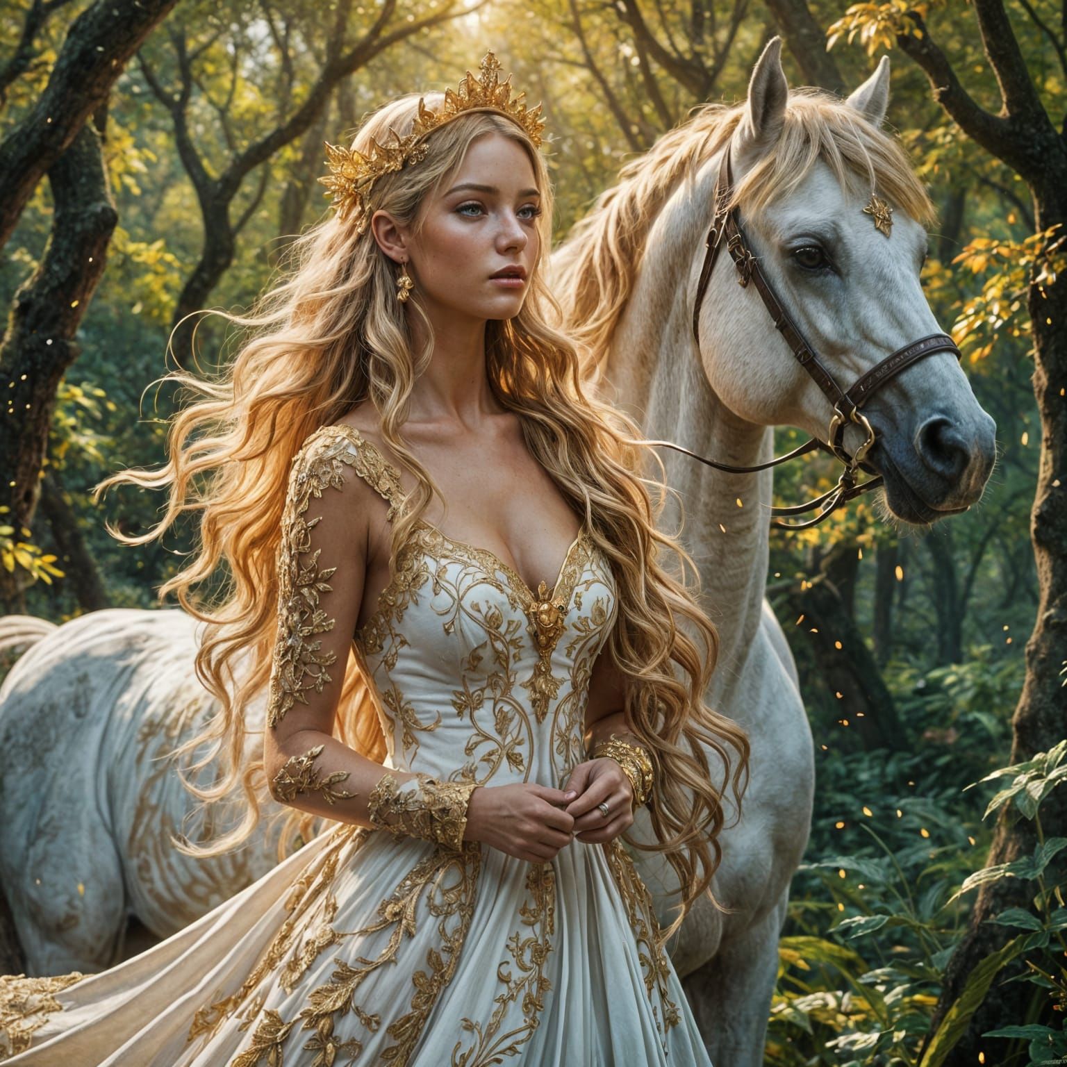 Fantasy Girl and Horse in Detailed Matte Painting
