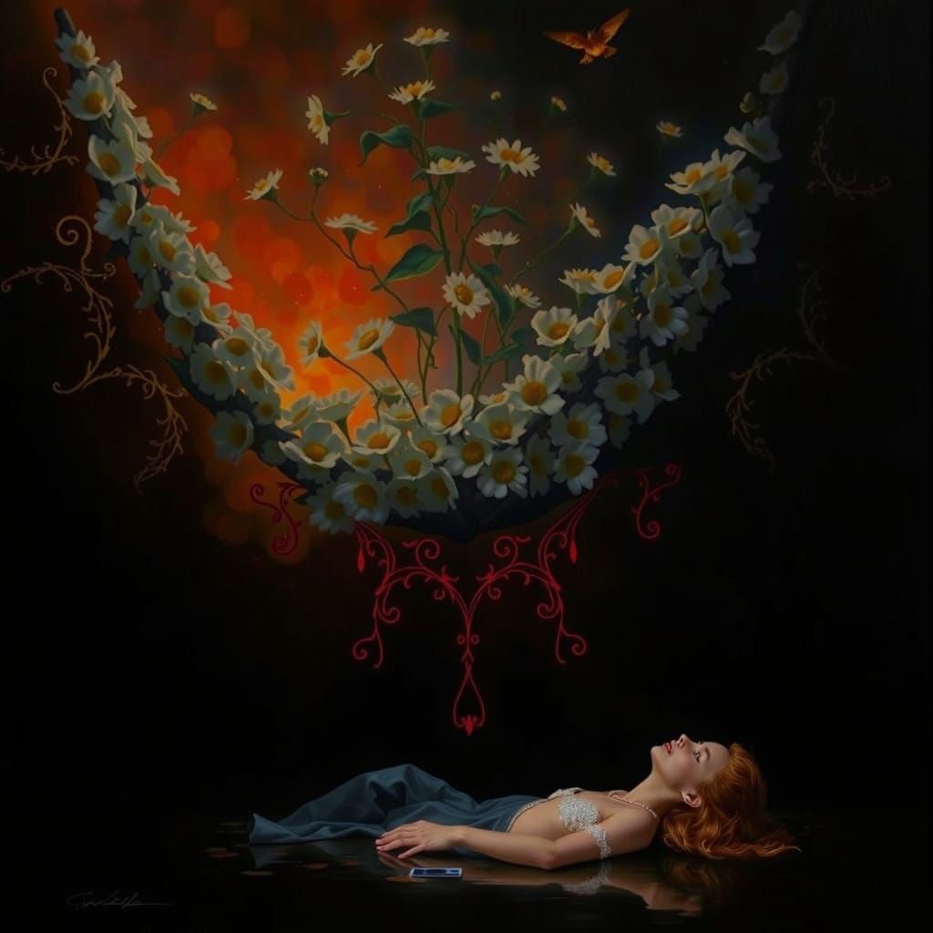 Bioluminescent Forest Figure with Glowing Skin in Oil Painti...